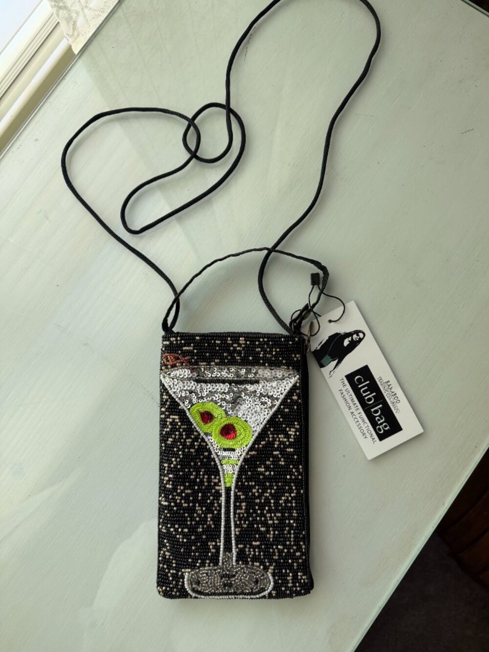 Beaded Dirty Martini Crossbody Bag | Sequin Cocktail Purse - Picture 3 of 5